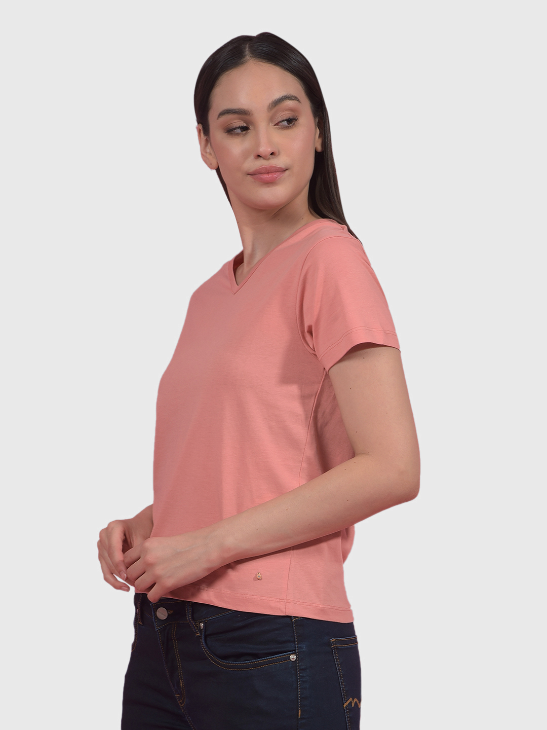 Numero Uno Women Blush Pink V-Neck T-Shirt